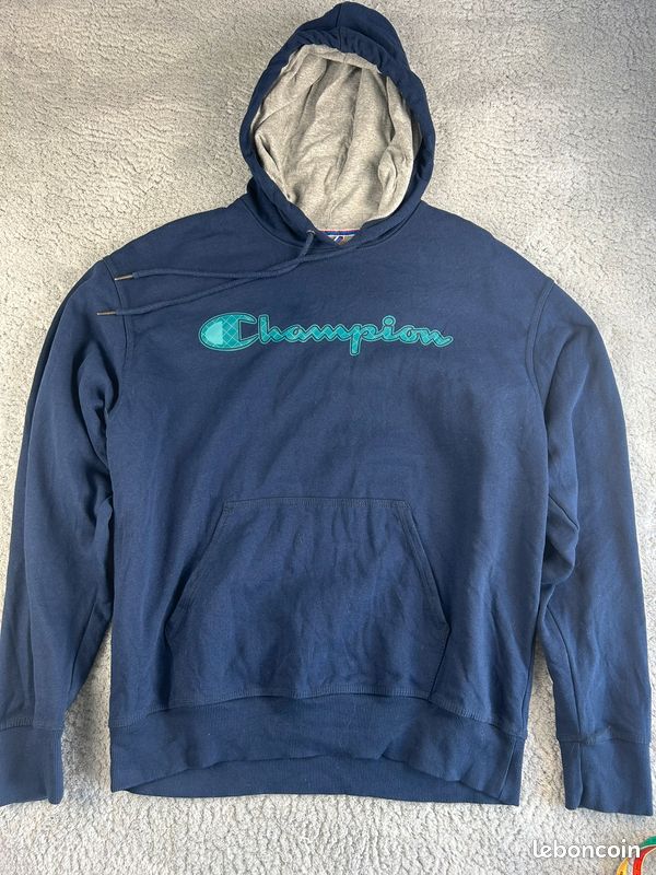Sweat à Capuche Old Navy Homme Bleu Marine Polaire XXL - Brodé évasé - Vintage