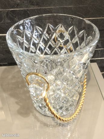 SEAU À GLAÇONS en verre bullé bleu Hauteur 11 cm EUR 18,00 - FR