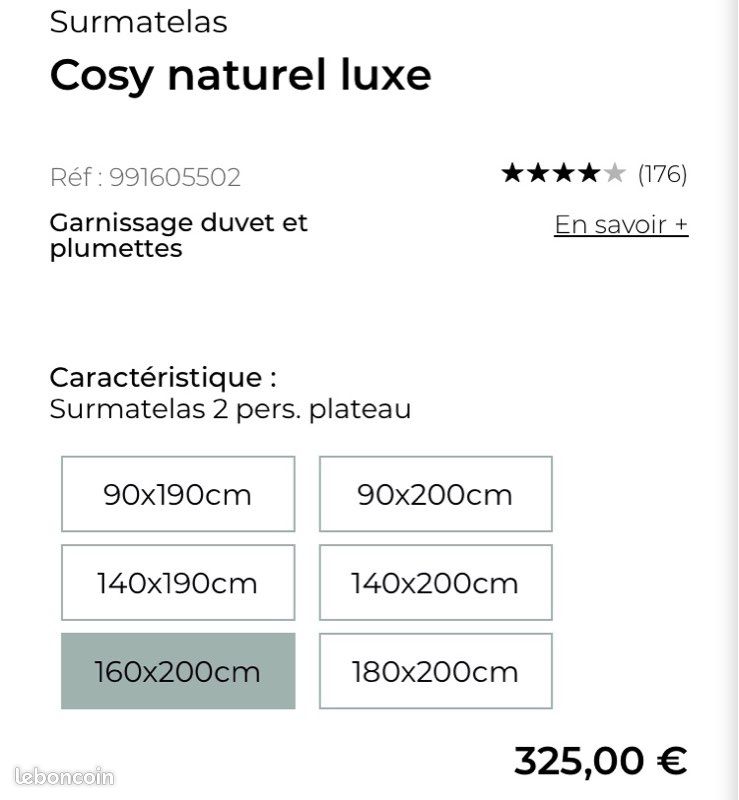 Surmatelas Linvosges Plumettes/ Duvet 160 x 200 (image 4)