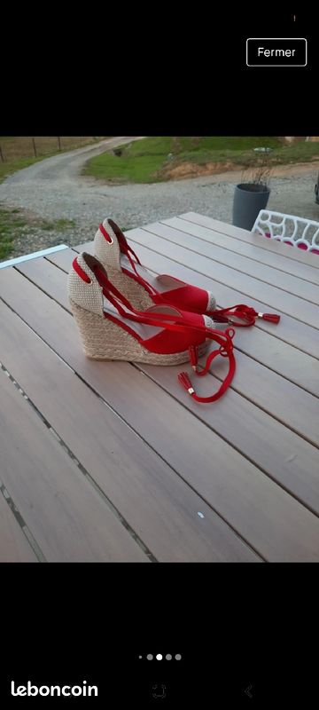 Sandale compensée rouge 37 (image 4)