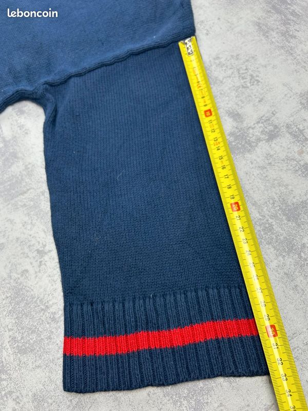 Pull col V Tommy Hilfiger denim preppy cricket 100% coton bleu marine Femme taille S coupe matière (image 6)