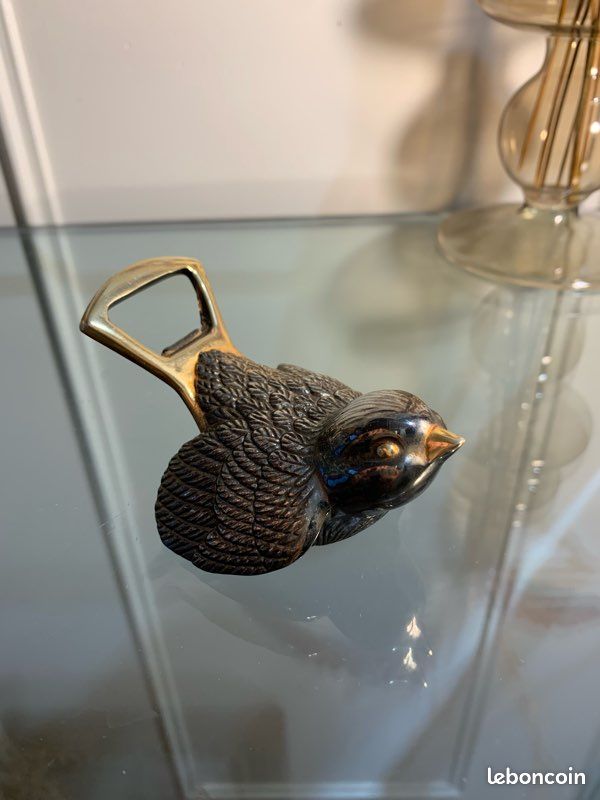 Vintage/ancien - décapsuleur oiseau métal argenté 😍 art déco, vaisselle - vintage 🥰 (image 1)