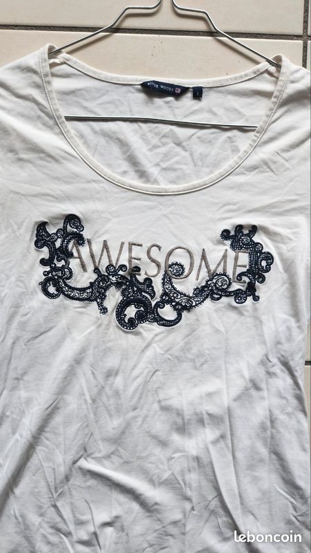 Tee-shirt manche longue blanc (image 2)