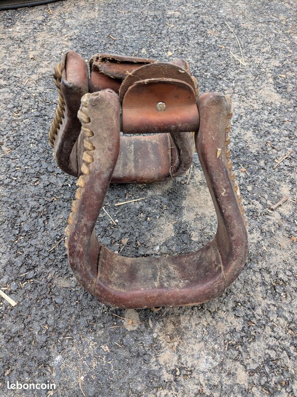 Étrier Western Cuir Fait Main USA, 2,5x66", Marron Huilé Foncé, Neuf