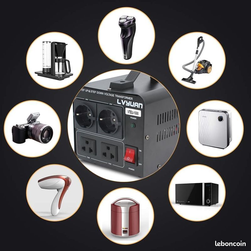 Yinleader Convertisseur de tension 1000 W 230 V à 110 V USA Transformateur toroïdal 1000 W – Entrée (image 2)