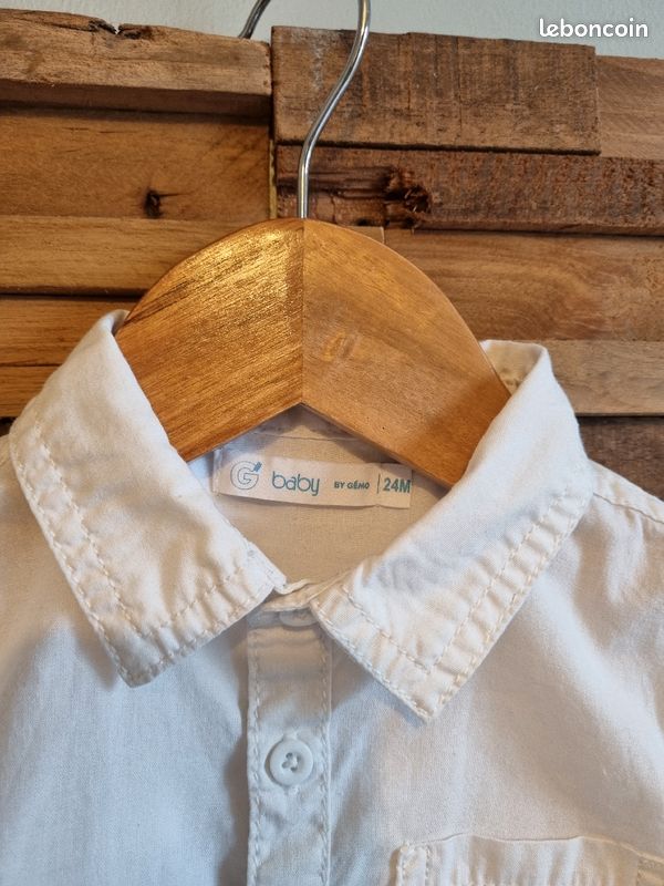 Chemise blanche à manches longues 24 mois (image 3)