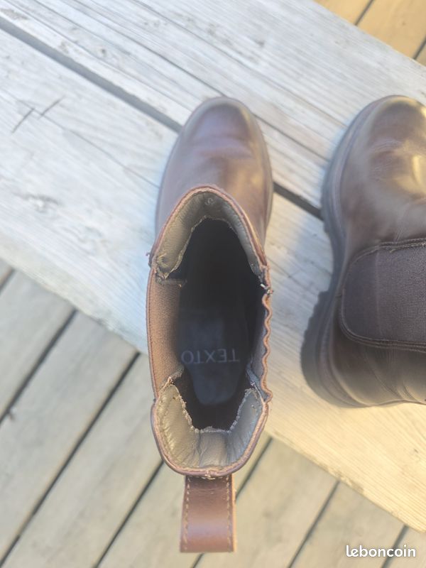 Bottines Chelsea cuir marron Texto - T37 - Semelle crantée (image 6)