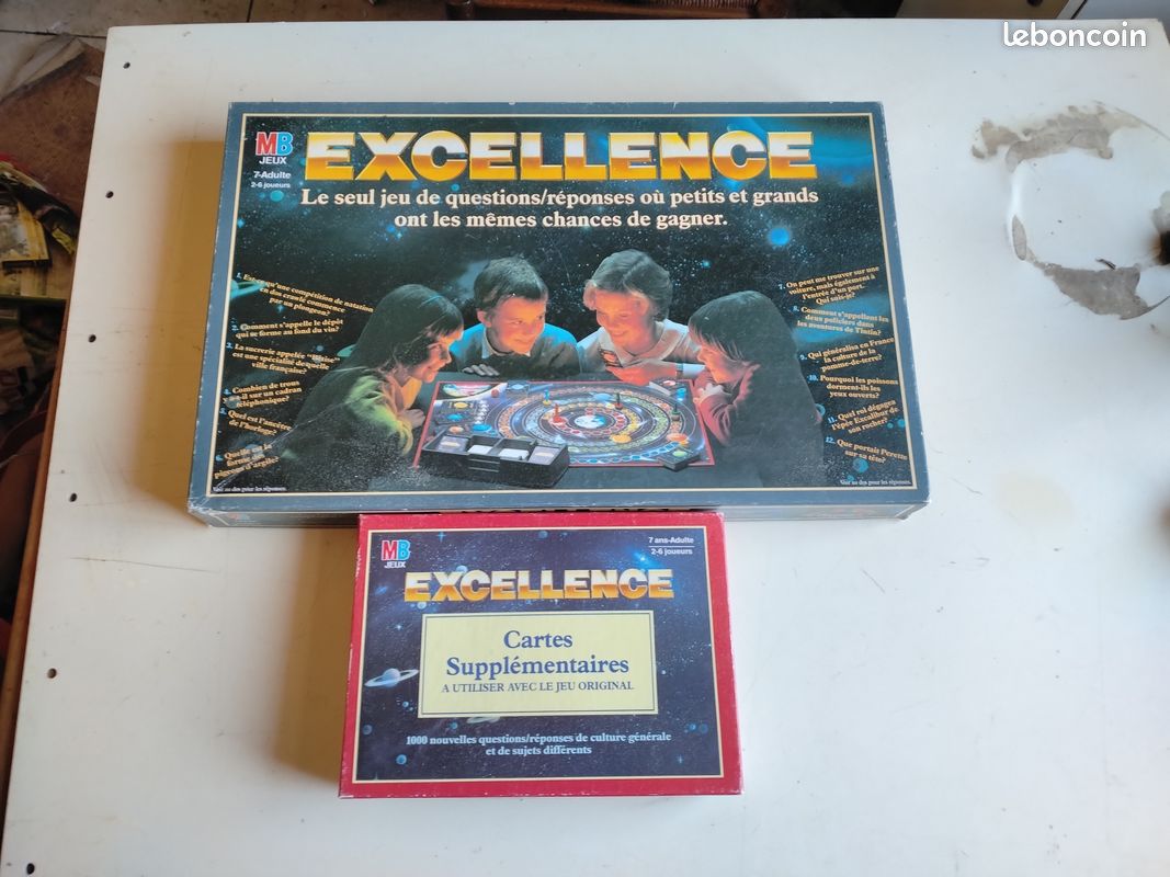 Jeu De Société Excellence MB 1984 - Cartes Et Jetons - Occasion - À Partir De 7 Ans
