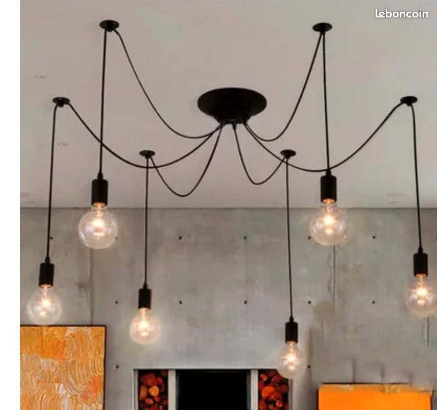 Lampe de plafonnier industrielle rétro 10 ampoules neuves 2 lors (image 1)