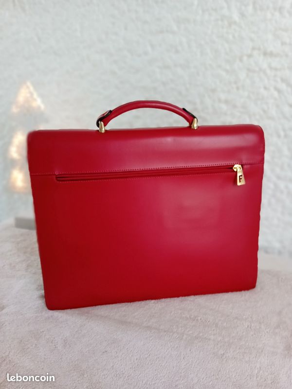 Cartable sacoche simili cuir rouge (image 2)
