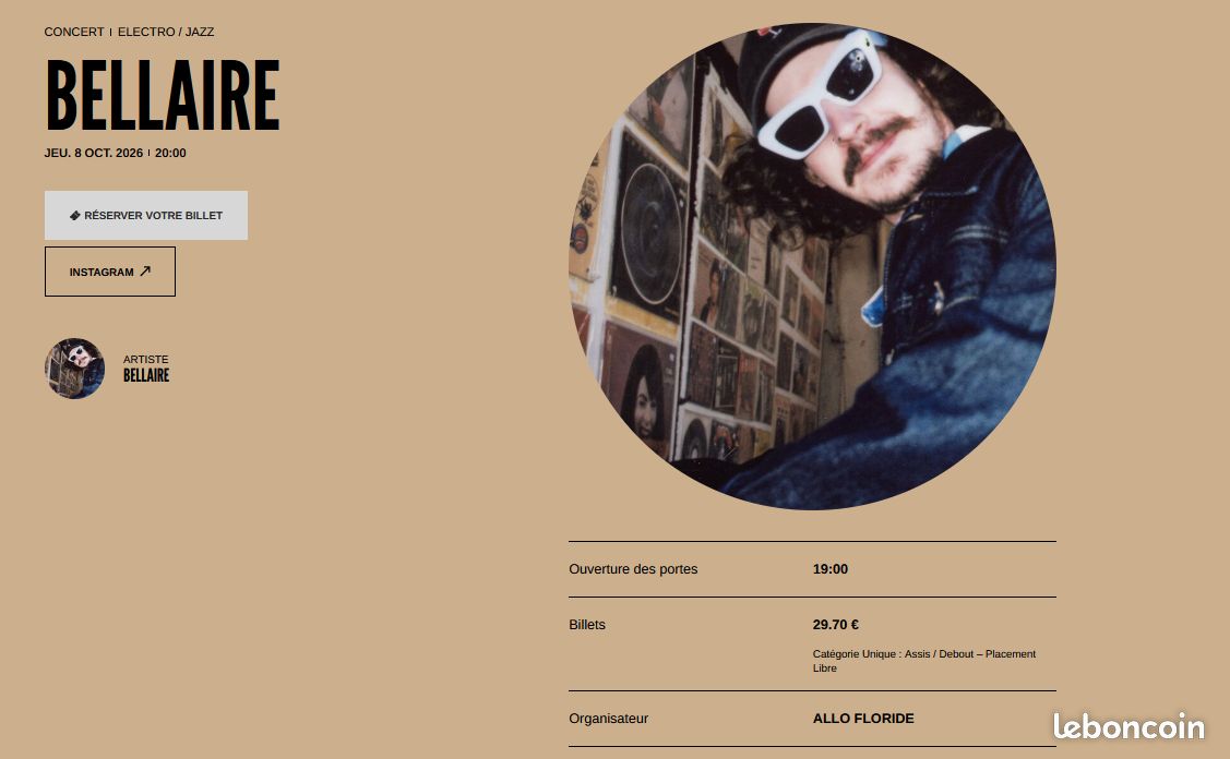 2 billets pour le concert de Bellaire (image 1)