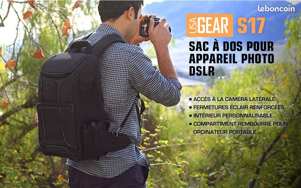 USA Gear Sac à Dos Photo Reflex Numérique Rouge – Accès Rapide, Compartiment Ordinateur 17", Porte-Trépied Et Protection Renforcée