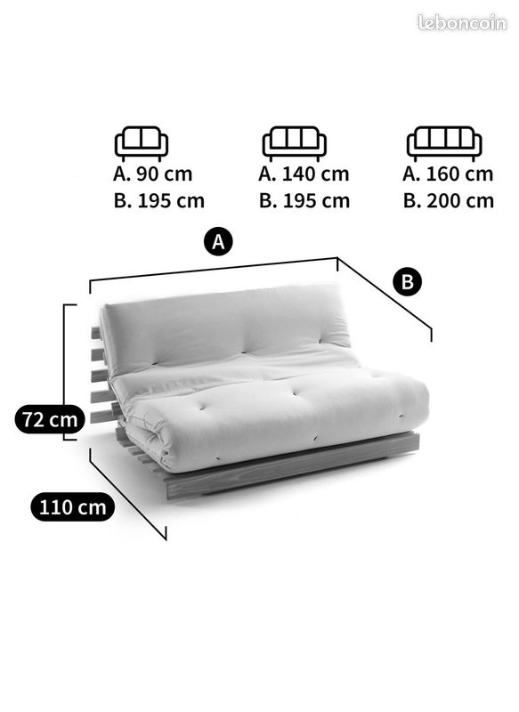 Canapé convertible futon La Redoute écru (image 6)