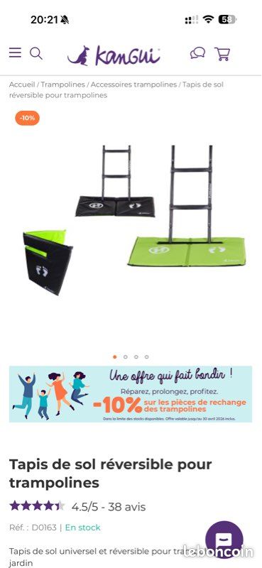 Kangui Tapis de sol universel pour trampoline Réversible noir ou vert - Trampoline - Achat & prix Kangui Tapis de sol universel pour trampoline Réversible noir ou vert - Trampoline - Achat & prix