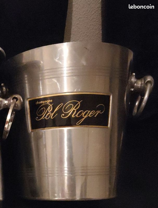 Seau à champagne Pol Roger : format Magnum, finition argent clair - France