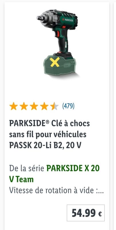 PARKSIDE® Clé à chocs pour voiture sans fil PASSK 20-L…