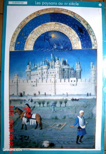 Affiche scolaire pédagogique Moyen Âge Repas au Château Vie des paysans au XVe siècle (image 1)