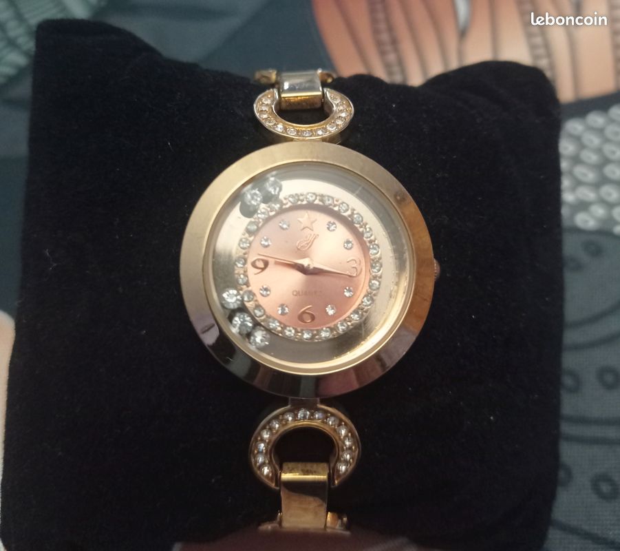 Montre boîte d'origine marque YELLOW STONE fond du cadran rose plusieurs tours zirconiums neuve (image 4)