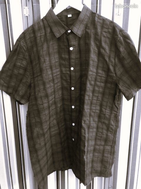 Chemise à carreaux écossais gris à manches longues pour homme