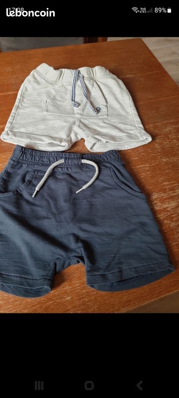 Short De Survêtement Garçon George - Taille 2-3 Ans - Coton Rayé Bleu - Occasion