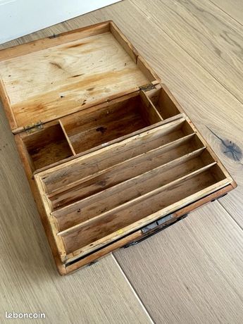 🎨 Boîte De Peintre Ancienne – Début XXe Siècle – Bois – Artisanale – Angleterre