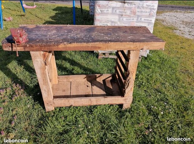 Grand établi Bois Ancien , 1 Tiroir Vintage Naturel - Vendu Grand établi Bois Ancien , 1 Tiroir Vintage Naturel - Vendu