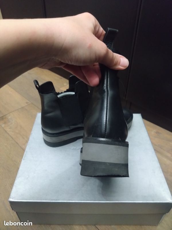 Bottes cuir plateforme noir gris Robert Clergerie T37 avec boîte (image 6)