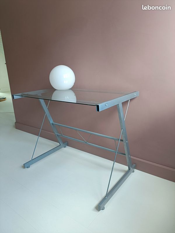 Table, bureau verre et métal (image 1)
