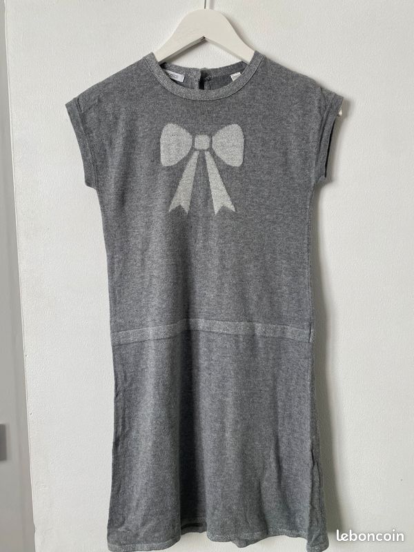 T-shirt basique fille gris viscose taille 11-12 ans col rond