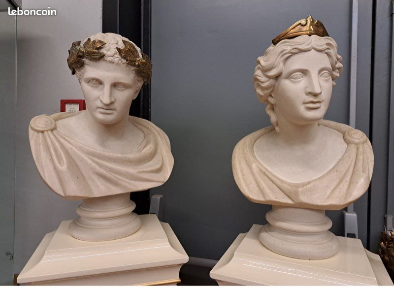 Paire De Bustes Néo-antiques Avec Colonnes, Italie XXe - Décor Architectural (image 2)
