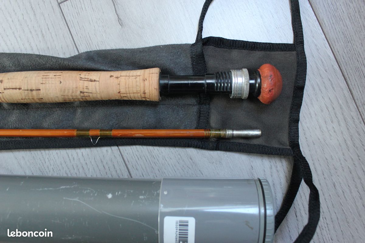 Pêche CANNE à MOUCHE 7'4 en Bambou refendu Fly rod fishing Pezon et