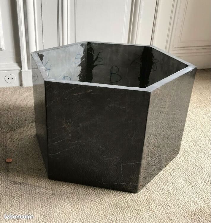 Table d'appoint / bout de canapé - marbre authentique - veiné Noir, Blanc, Or (image 3)