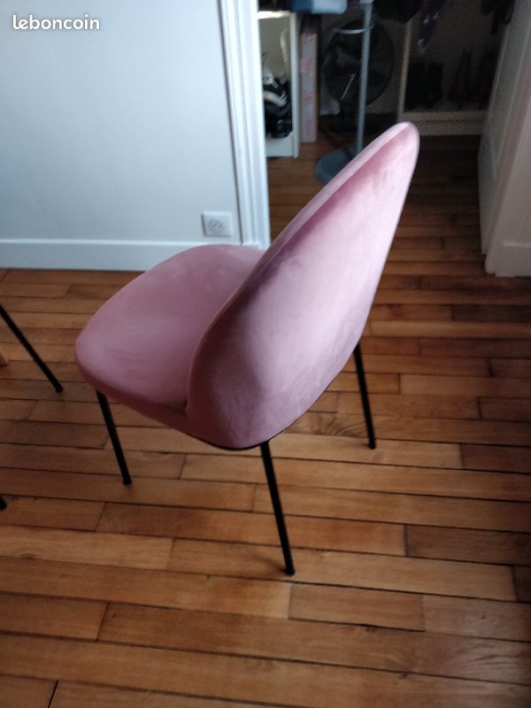 4 Chaises velours rose (image 2)