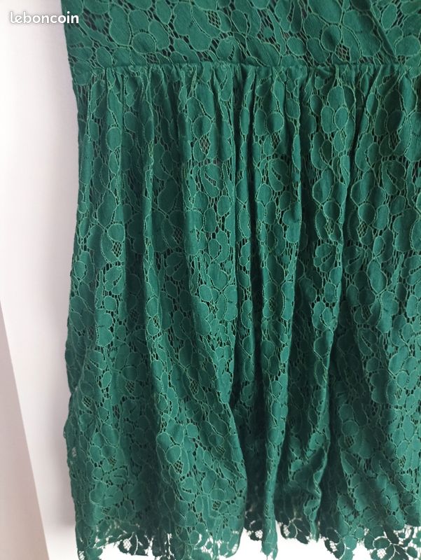 Robe en dentelle verte Zara Woman | Taille L | Excellent état | (image 9)