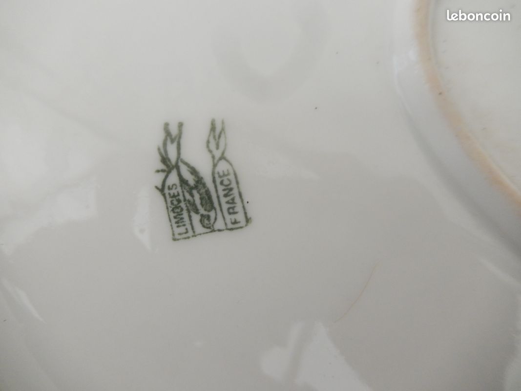Très grand plat décoratif en porcelaine - coq et poule - Décorateur - tout début 20ème (image 8)