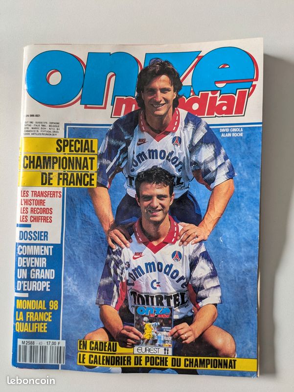 Magazine Vintage Onze Mondial N°68 - Septembre 1994 - PSG Et David Ginola En Une