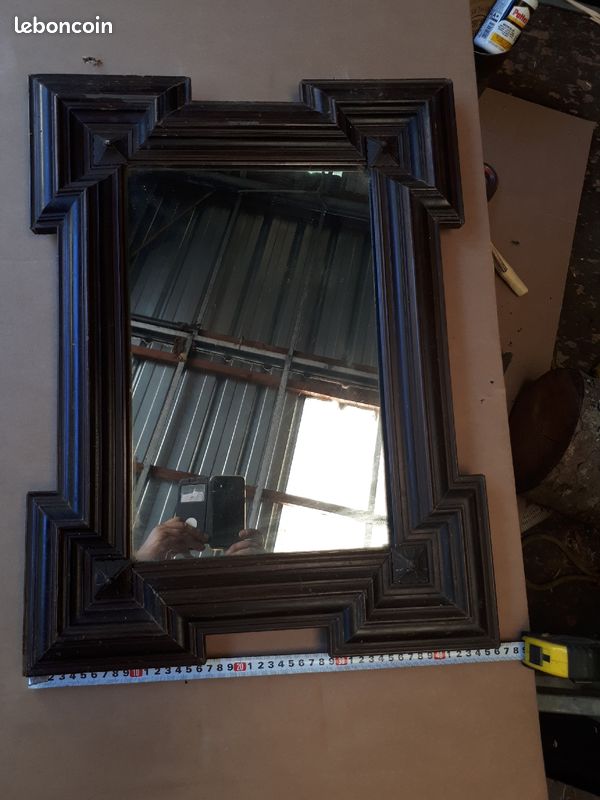 Ancien miroir art rustique alsacien sculpté (image 1)