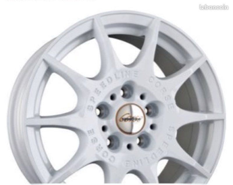 Superbes jantes Speedline Corse SL2 Marmora blanc 16 pouces + 4 pneus larges sport (image 1)