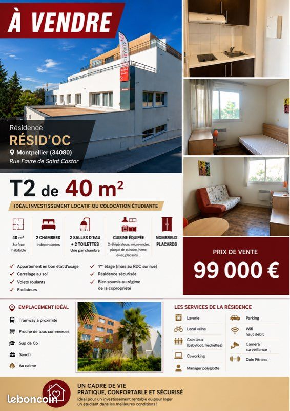 Appartement 2 pièces 40 m² · à Montpellier · 40 m² · 99 000 €