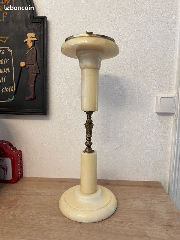 Cendrier sur pied Vintage en Onyx Véritable et Laiton – Style Art Déco / Hollywood Regency (image 8)