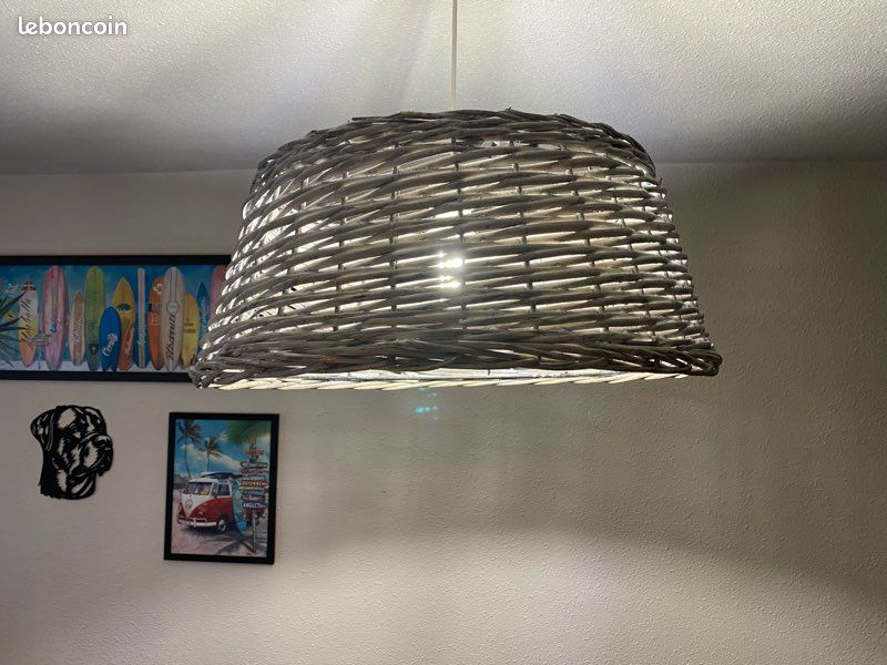 Suspension en osier + ampoule (image 1)