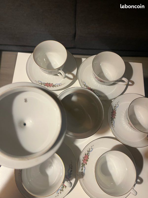 Service 6 Tasses à Café En Porcelaine Bareuther Bavaria - 100 Jahre Waldsassen - Doré