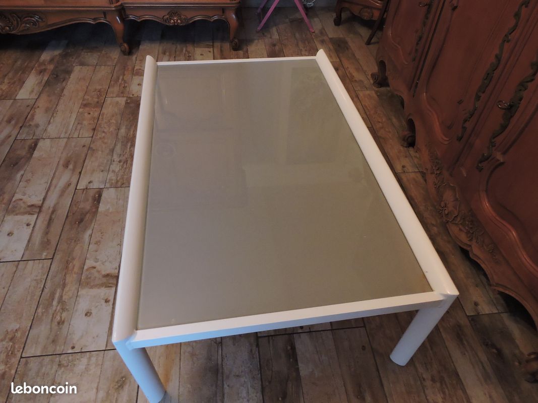 Table basse blanc en verre BEAUREAL (image 2)