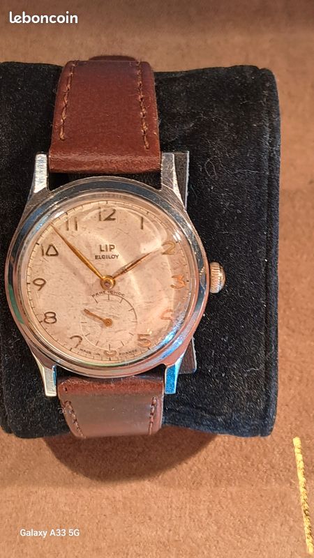 Montre Mécanique Vintage Lip Elgiloy - Homme, Fonctionnelle, Cadran Argenté Jauni, Occasion