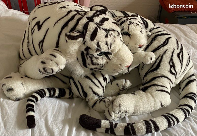 Peluches grande Maman tigre et son bébé Jeux Jouets