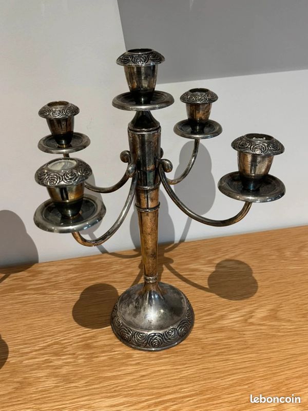 Paire de chandelier en métal argenté Silea (image 7)