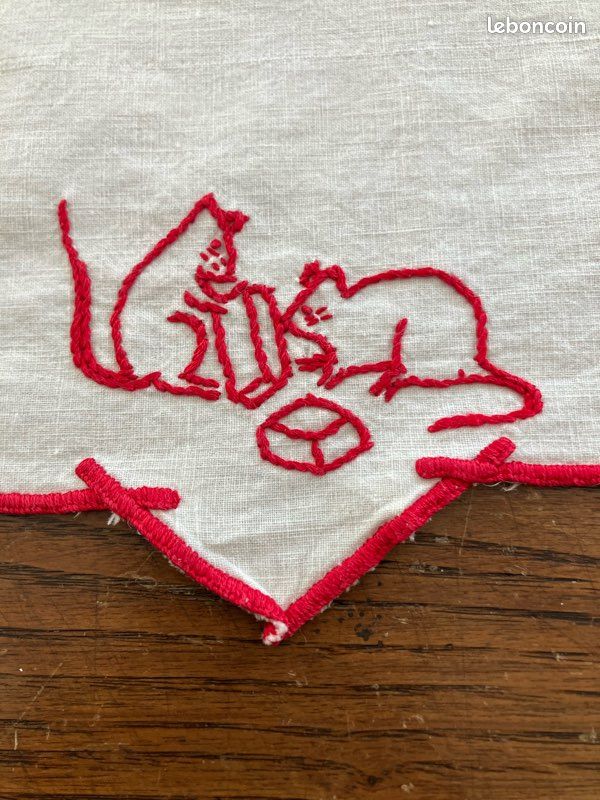 Ancienne Broderie Crewel Encadrée - Bucilla Country Lass - Fille Et Chat