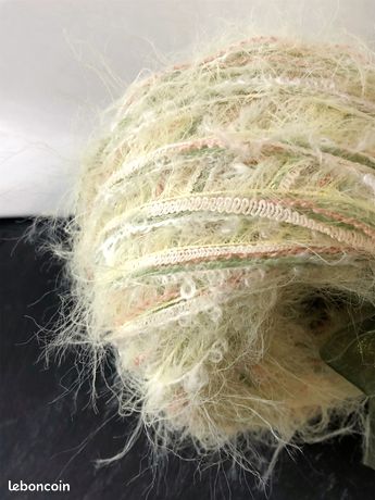 Pelote De Fil Artistique Art Yarn - Mélange Duveteux Jaune Et Vert, 50g | Laine Fantaisie Pour Tricot Créatif