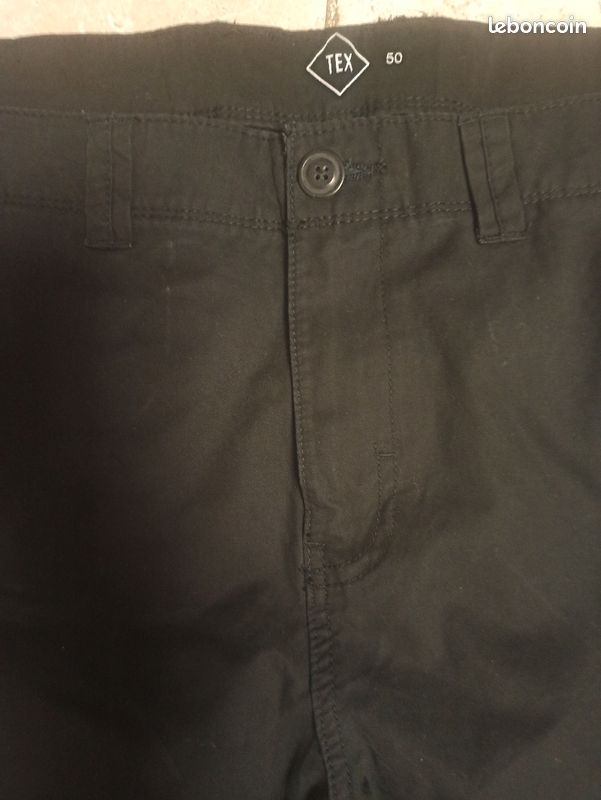 Pantalon coton noir homme (image 3)