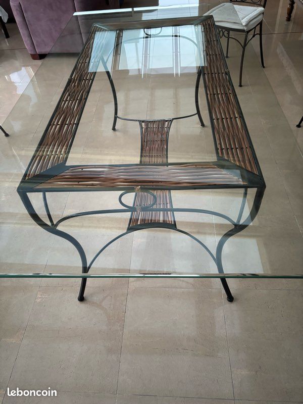 Table rectangulaire plateau (amovible) verre (1.90 x 1.00 (image 1)